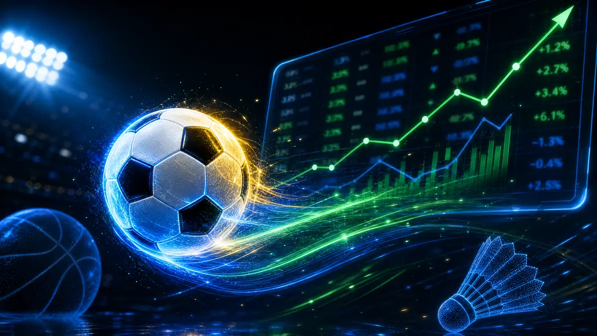 Ilustrasi taruhan olahraga dengan bola dan grafik odds